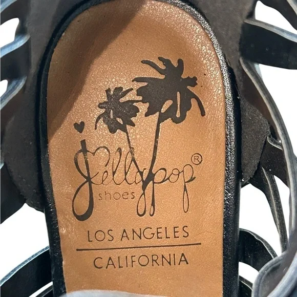 NWOT Jellypop Monet 3” Womens Black Strappy Stacked Heel Zip Sandal Size 6 - Picture 6 of 9